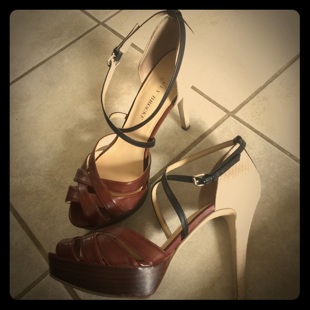 Versatile Audrey Brooke strappy, open-toe heels